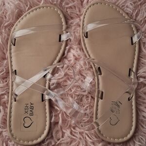 SHEIN Kids Beige Sandals with Clear Straps